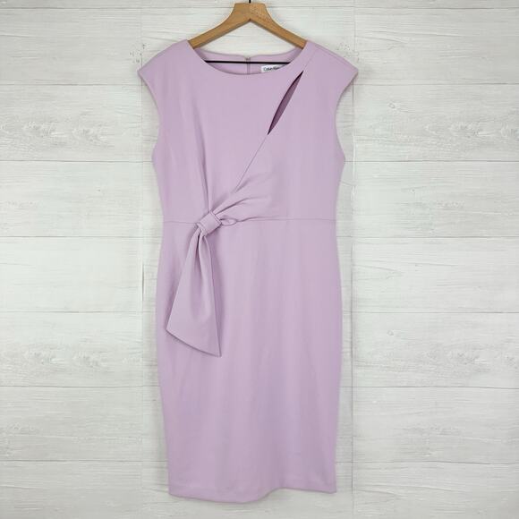 Calvin Klein Keyhole Sheath Dress Size 10 Lilac Pastel Knee Length Cocktail NEW - Picture 15 of 16